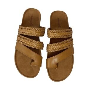 Baretraps Womens Jonelle Tan Braided Strappy Toe Loop Slide Sandals Size 9.5 M